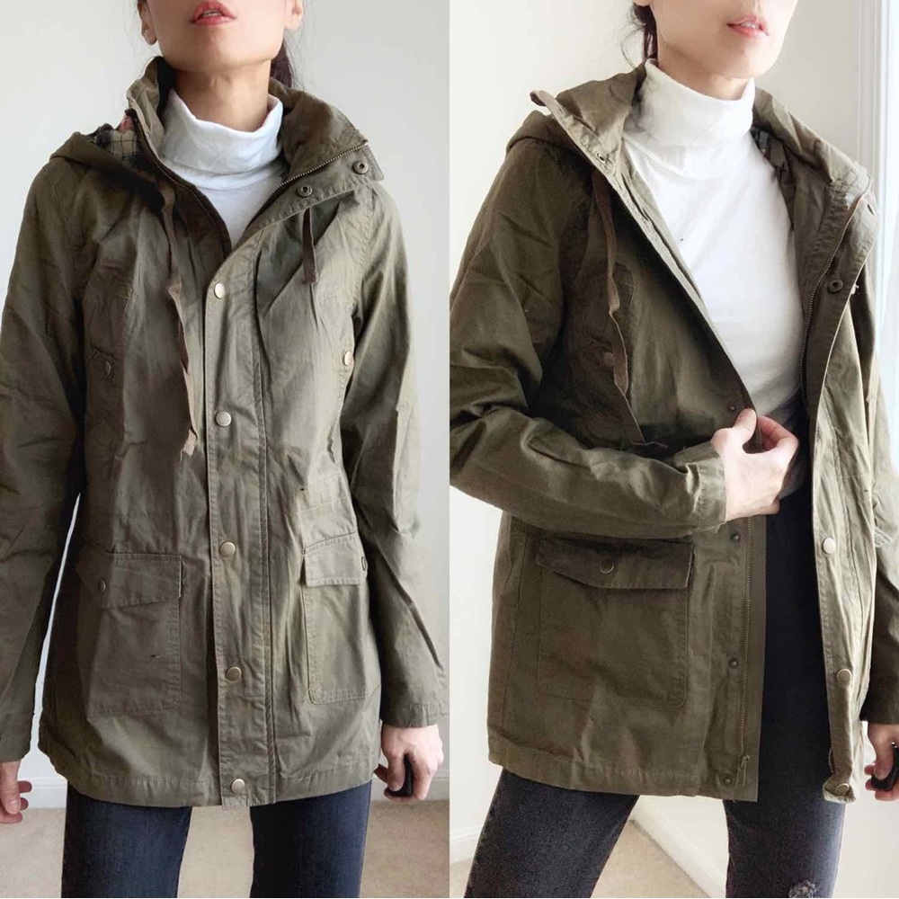 OLIVE UTILITY JACKET WITH HOODIE - Picture 4 of 8